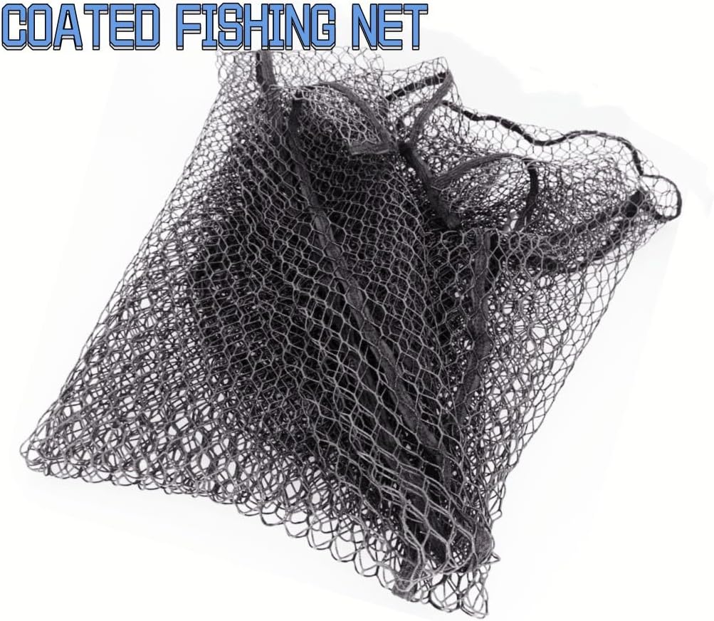 FERRET Snare nets Rubber Coated Replacement Fishing Net Hook Resist for Landing Net Black Large Size