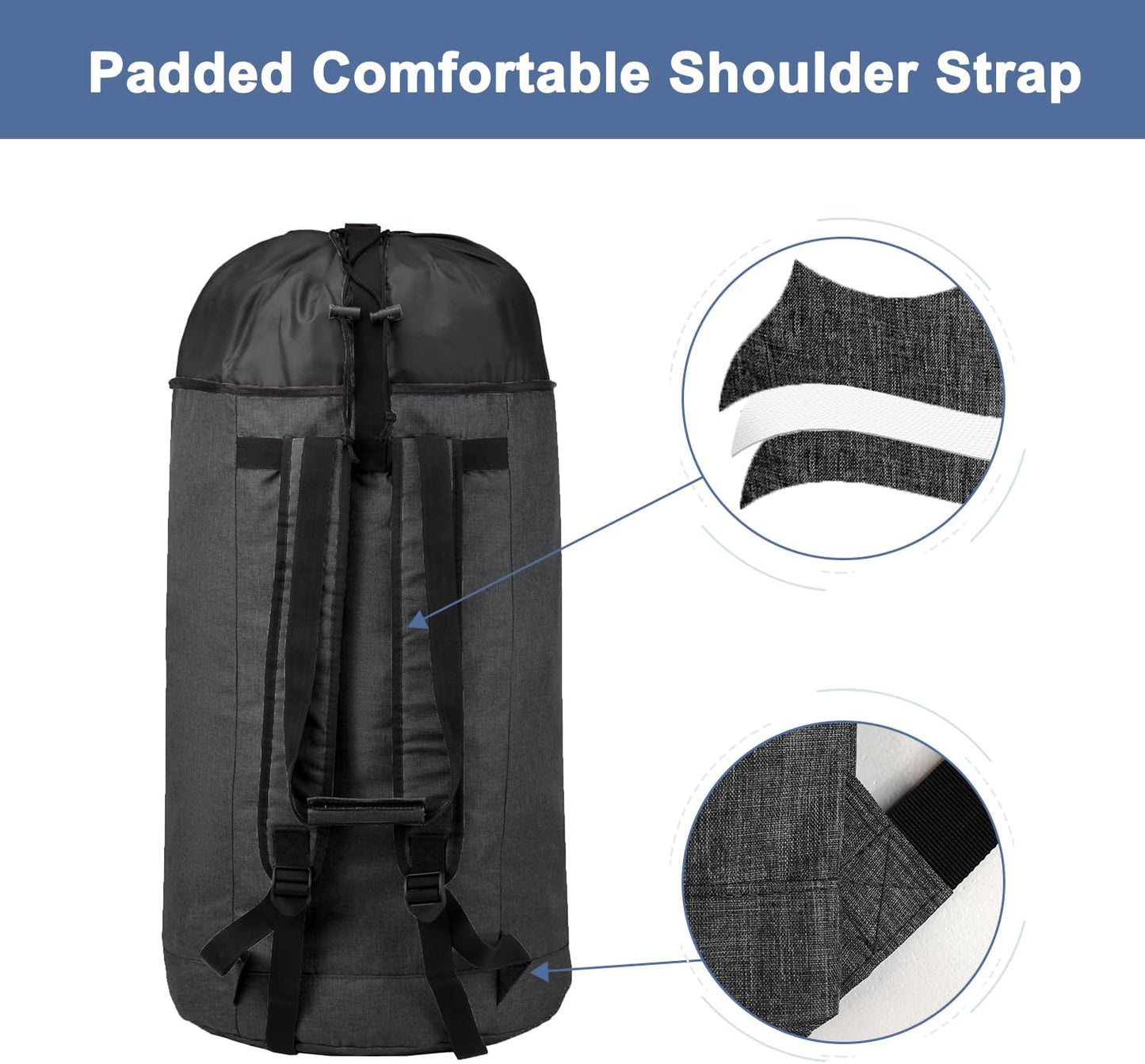 FERRET Sacks or bags for the transportation or storage of materials in bulk Black Laundry Backpack 39" x 27.5" w Adjustable Straps & Handles Dirty Clothes Laundry Bag Large Heavy Duty Drawstring Laundry Hamper