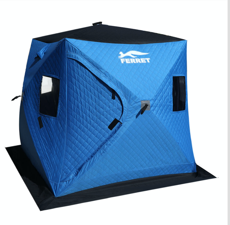FERRET Tents Insulated Hub-Style Ice Fishing Tent, Portable Pop Up Shelter, Winter Hunting, 5-Sided Wide Bottom