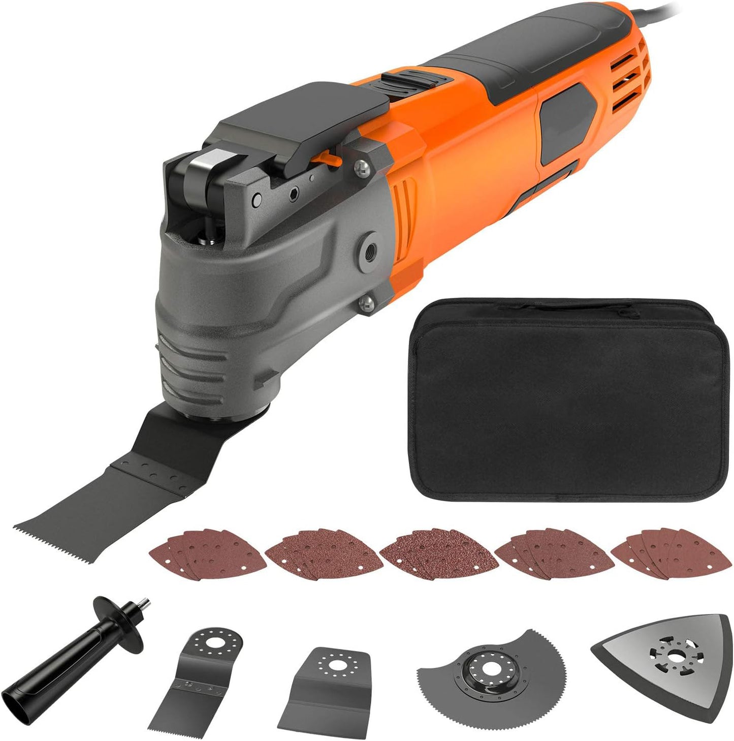 VULTURE Hand-operated hand drills Oscillating Tool, 4.2 Amp Oscillating Multitool Kit with 5° Oscillation Angle, 6 Variable Speed, 31pcs Saw Accessories, Auxiliary Handle and Carrying Bag, ET-OM-500