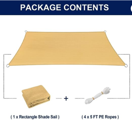 FERRET Awnings Rectangle Sun Shade Sails Outdoor 10 x 13 ft - Sun Protection Sunshades UV Block Shade Canopy, Patio Shades for Backyard, Deck and Lawn, Sand