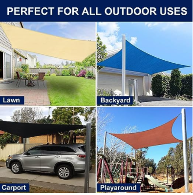 FERRET Awnings Rectangle Sun Shade Sails Outdoor 10 x 13 ft - Sun Protection Sunshades UV Block Shade Canopy, Patio Shades for Backyard, Deck and Lawn, Sand