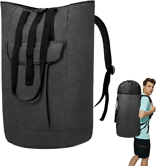 FERRET  Sacks or bags for the transportation or storage of materials in bulk Black Laundry Backpack 39" x 27.5" w Adjustable Straps & Handles Dirty Clothes Laundry Bag Large Heavy Duty Drawstring Laundry Hamper