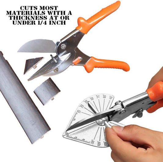 VULTURE Hand-operated cutting tools Multi Angle Miter Cutter | + Spare Blade | Hand Scissors Multipurpose Tool | 45-135 Degree Cutting | Stainless Steel, Rubber Handle & Safety Lock | Miter Shears, Trim, Chamfer & Quarter Round Cutters