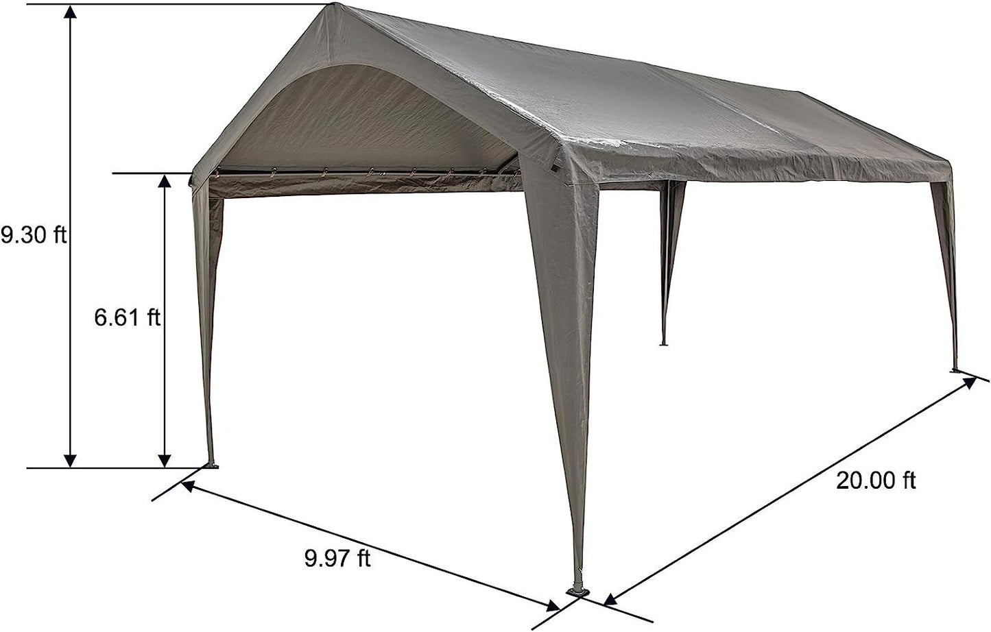 FERRET Canvas canopies 10x20 Feet Carport Replacement Top Canopy Cover with Fabric Pole Skirts and Accessories for Car Garage Shelter Tent, Dark Grey(Only Top Cover)