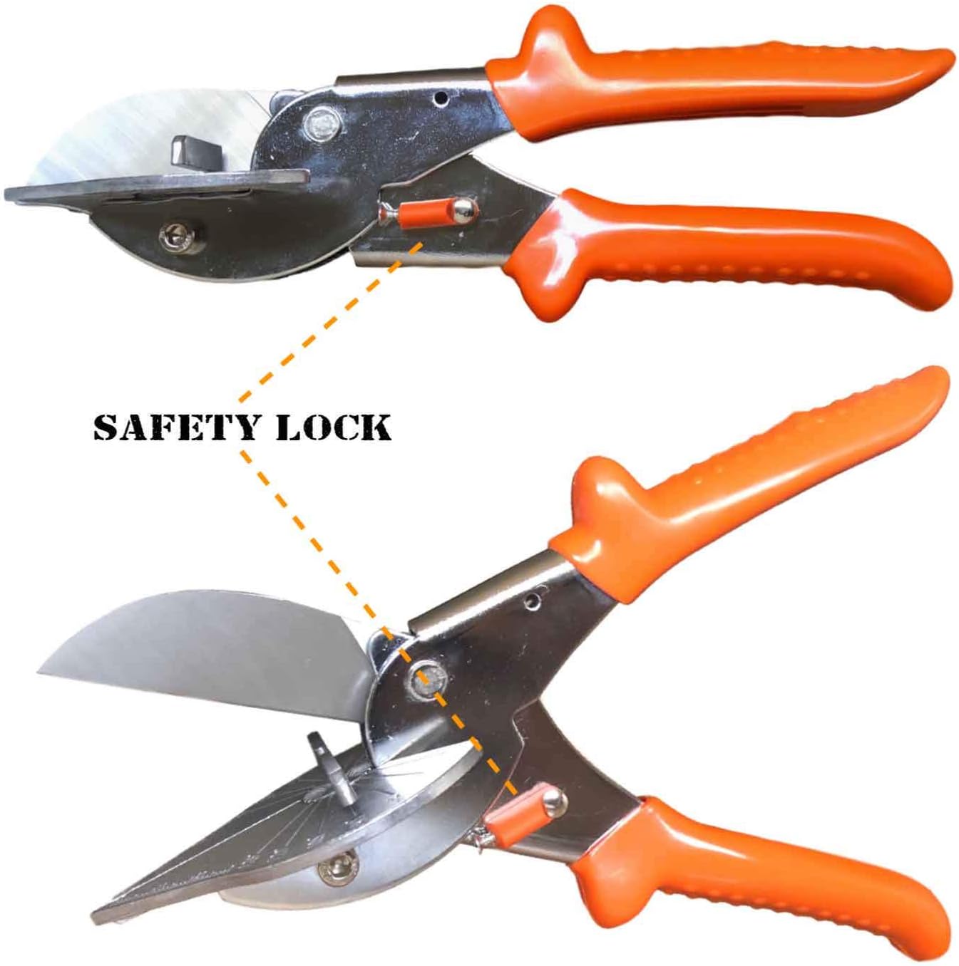 VULTURE Hand-operated cutting tools Multi Angle Miter Cutter | + Spare Blade | Hand Scissors Multipurpose Tool | 45-135 Degree Cutting | Stainless Steel, Rubber Handle & Safety Lock | Miter Shears, Trim, Chamfer & Quarter Round Cutters