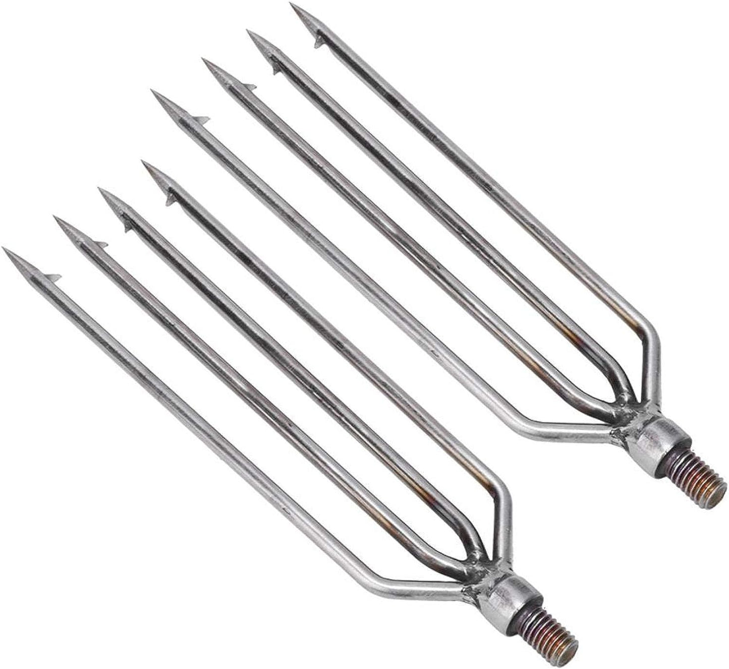 VULTURE Fish forks 2 PCS Fishing Spears, Powerful Harpoon Stainless Steel 4 Prongs Fishing Spear High Hardness Sturdy Universal with 8mm Screw for Outdoor Fishing
