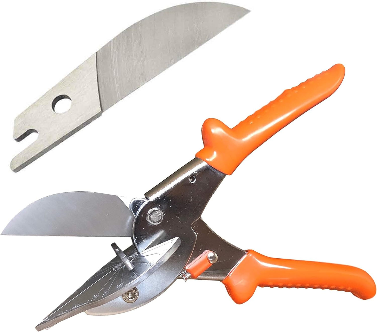 VULTURE Hand-operated cutting tools Multi Angle Miter Cutter | + Spare Blade | Hand Scissors Multipurpose Tool | 45-135 Degree Cutting | Stainless Steel, Rubber Handle & Safety Lock | Miter Shears, Trim, Chamfer & Quarter Round Cutters