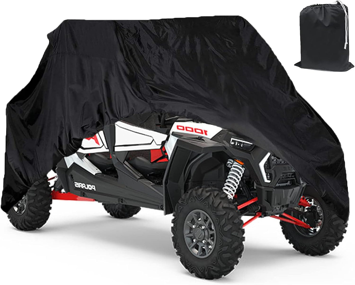 FERRET Vehicle covers, not fitted Waterproof UTV Cover, 420D Heavy Duty Oxford Cloth for Polaris RZR Yamaha Can-Am Defender Kawasaki Ranger Cover 4-6 Seater Passenger Protects 4 Wheeler Integrated Trailer System