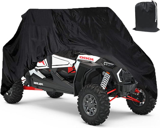 FERRET Vehicle covers, not fitted Waterproof UTV Cover, 420D Heavy Duty Oxford Cloth for Polaris RZR Yamaha Can-Am Defender Kawasaki Ranger Cover 4-6 Seater Passenger Protects 4 Wheeler Integrated Trailer System