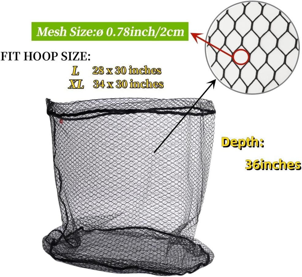 FERRET Snare nets Rubber Coated Replacement Fishing Net Hook Resist for Landing Net Black Large Size