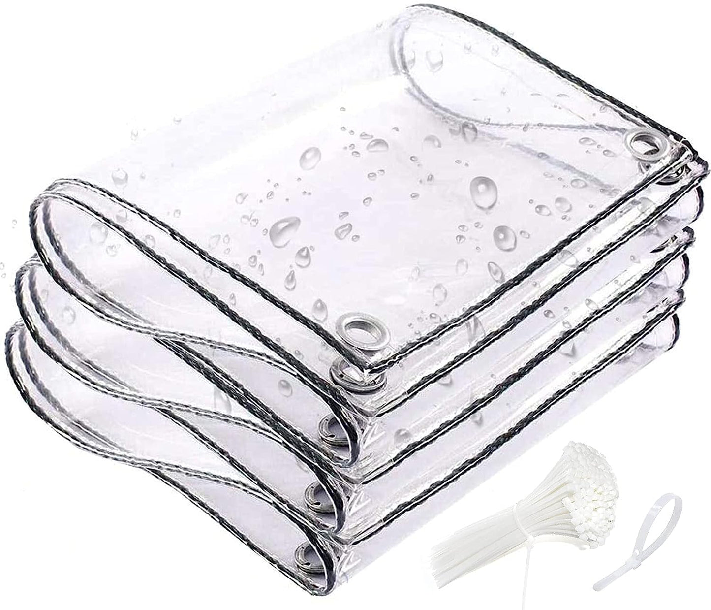 FERRET Tarpaulins 6 x 10 ft Clear Waterproof Tarp, PVC 11.8 Mil Tarpaulin with Grommets and Cable Tie, Duty Heavy Tear Resistant Cover for Camping, Plants Greenhouse, Cars, Patio and Pavilion