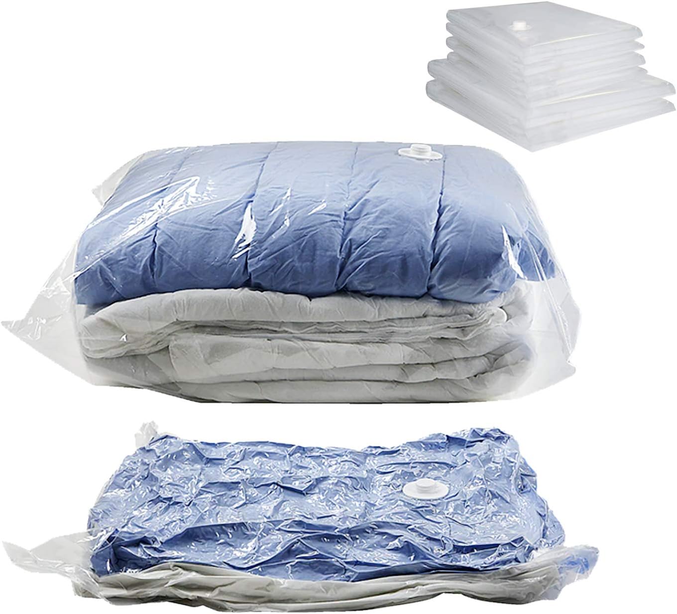 FERRET Storage bags made of nylon and canvas for vacuum cleaner accessories Space Saver Vacuum Seal Storage Bags, for Cloths, Comforters and Blankets, Compression Bags, Combo 6 -Pack (4 Large, 2 Jumbo), White