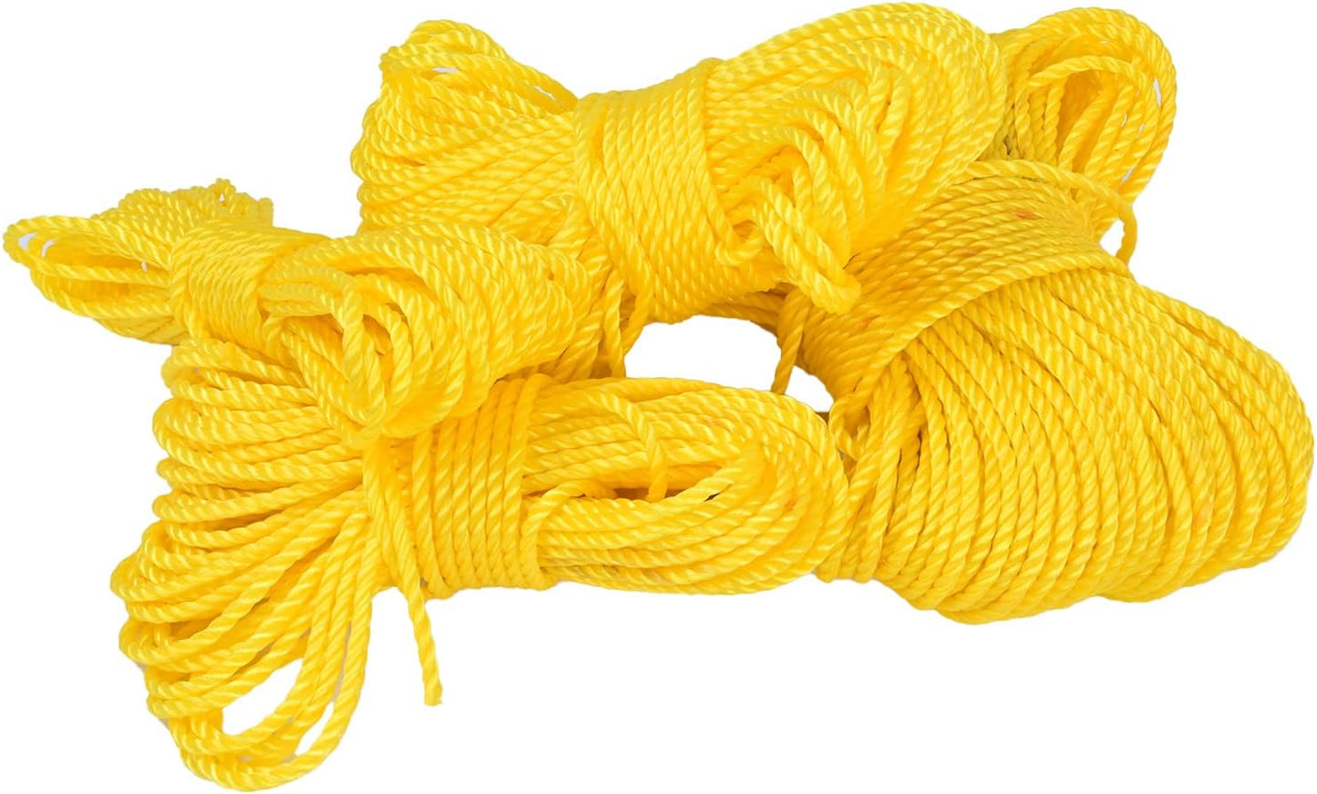 FERRET Ropes Twisted Polypropylene Rope, 1/4" - Floating Poly Pro Cord, Resistant to Oil, Moisture, Marine Growth and Chemicals - Reduced Slip, Easy Knot （Yellow, 328FT）