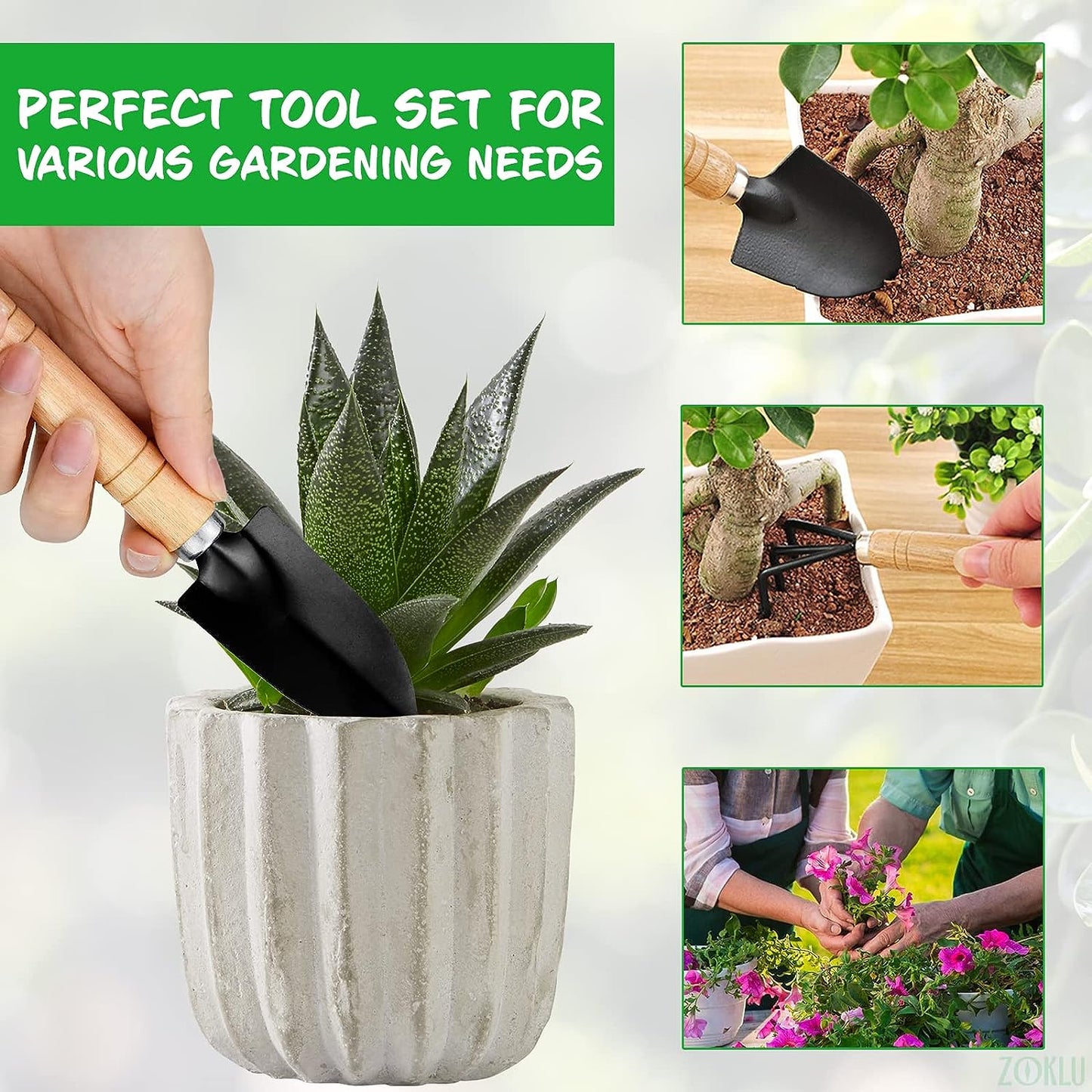VULTURE Gardening trowels Hand Shovel for Gardening Trowel Garden Tool - 3Pcs Planting Tools Small Garden Rake Ergonomic Hand Tools Set Edging Shovel Indoor Plants Tools - Gardening Tools Heavy Duty Shovel Garden Tool Set
