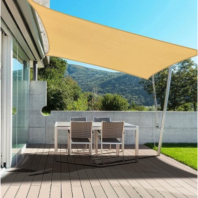 FERRET Awnings Rectangle Sun Shade Sails Outdoor 10 x 13 ft - Sun Protection Sunshades UV Block Shade Canopy, Patio Shades for Backyard, Deck and Lawn, Sand