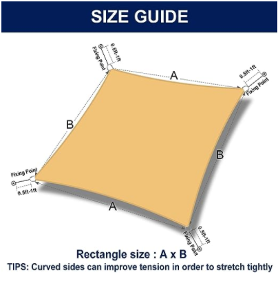 FERRET Awnings Rectangle Sun Shade Sails Outdoor 10 x 13 ft - Sun Protection Sunshades UV Block Shade Canopy, Patio Shades for Backyard, Deck and Lawn, Sand